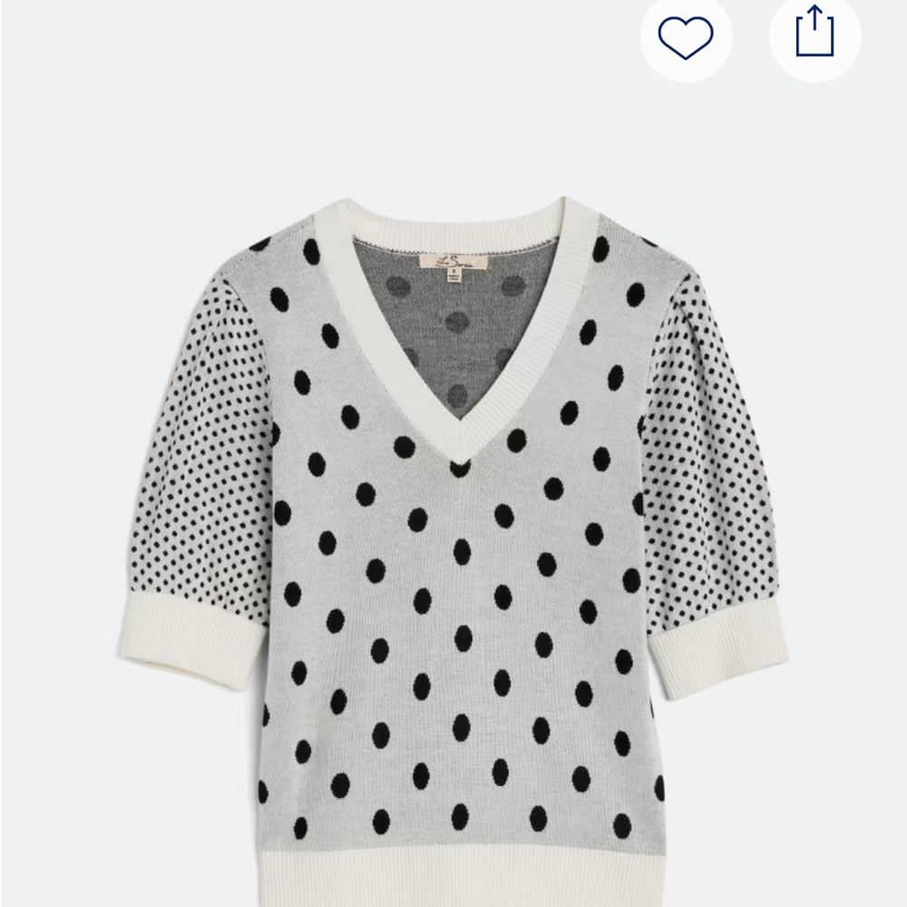 Elegant V-Neck Polka Dot Sweater - Black and White